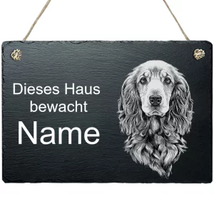 Schiefertafel Hund - mit Kordel Cocker Spaniel 20x30 cm | schwarz