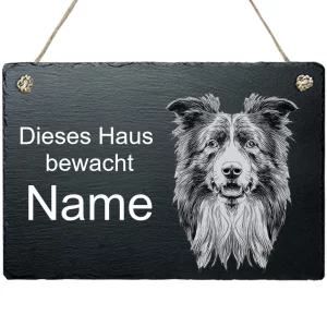 Schiefertafel Hund - mit Kordel Collie 20x30 cm | schwarz