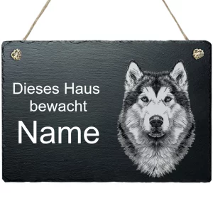 Schiefertafel Hund - mit Kordel Husky 20x30 cm | schwarz
