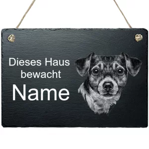 Schiefertafel Hund - mit Kordel Jack Russel 20x30 cm | schwarz