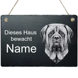 Schiefertafel Hund - mit Kordel Mastiff 20x30 cm | schwarz