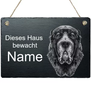 Schiefertafel Hund - mit Kordel Owtscharka 20x30 cm | schwarz