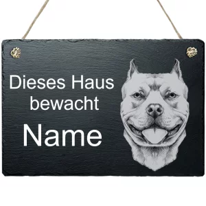 Schiefertafel Hund - mit Kordel Pit Bull 20x30 cm | schwarz