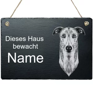 Schiefertafel Hund - mit Kordel Windhund 20x30 cm | schwarz