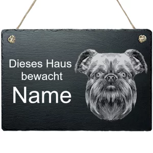 Schiefertafel Hund - mit Kordel Zwerggriffon 20x30 cm | schwarz
