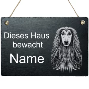 Schiefertafel Hund - mit Kordel Afgahnischer Windhund 20x30 cm | schwarz
