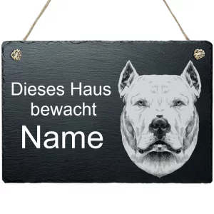 Schiefertafel Hund - mit Kordel Argentinische Dogge 20x30 cm | schwarz