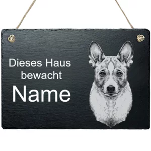 Schiefertafel Hund - mit Kordel Besanji 20x30 cm | schwarz
