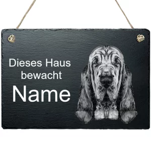 Schiefertafel Hund - mit Kordel Basset 20x30 cm | schwarz