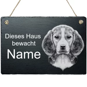 Schiefertafel Hund - mit Kordel Beagle 20x30 cm | schwarz