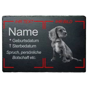 Gedenktafel mit Kordel Hund 20x30 cm 30x40 cm | schwarz
