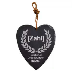 Schieferherz Geburtstag 23x27 cm 27x23 cm | schwarz