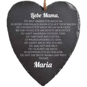 Schieferherz Liebe Mama 23x27 cm 27x23 cm | schwarz