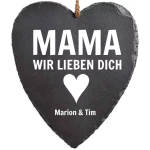 Schieferherz Muttertag 23x27 cm 27x23 cm | schwarz