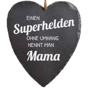 Schieferherz Supermama 23x27 cm 27x23 cm | schwarz