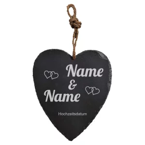 Schieferherz Hochzeit 23x27 cm 27x23 cm | schwarz