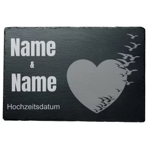 Schieferherz Liebe verleiht Flügel 23x27 cm 27x23 cm | schwarz