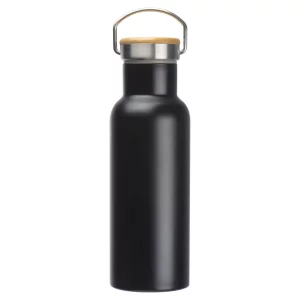 Schwarze Vakuum-Trinkflasche aus Edelstahl, 500 ml schwarz