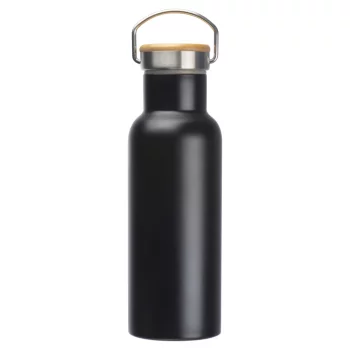 Schwarze Vakuum-Trinkflasche aus Edelstahl, 500 ml schwarz