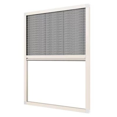 Fliegengitter Plissee für Fenster Cremeweiß RAL 9001 | quer