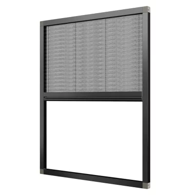 Fliegengitter Plissee für Fenster Tiefschwarz RAL 9005 | quer