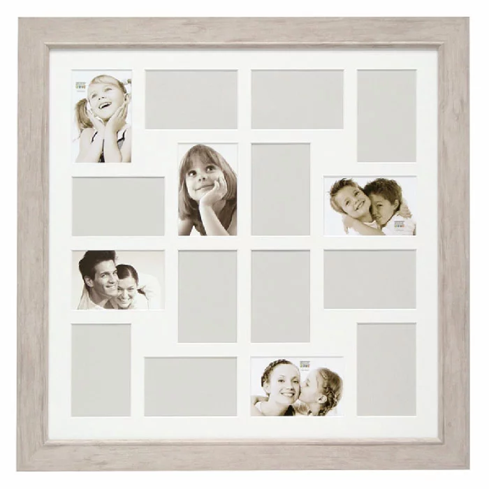 Generico Cornice Multifoto In Legno Effetto 3D - 6 Foto (4 10x15, 1 13x18, 1 10x10) - Decorazione Parete