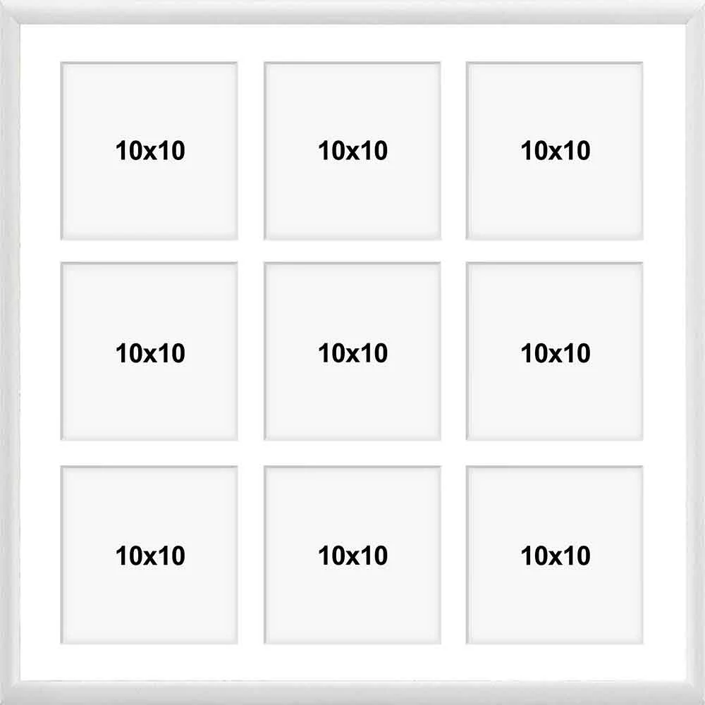 Frames Factory Alu Bilderrahmen Alicja für mehrere Bilder 40x40 cm (9 Bilder) weiß
