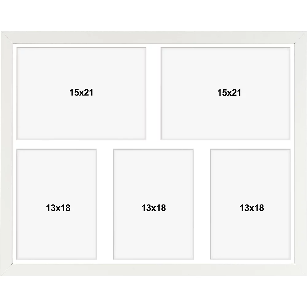 Frames Factory Holz Galerie-Bilderrahmen Hekla (MDF) 40x50 cm (5 Bilder) weiß