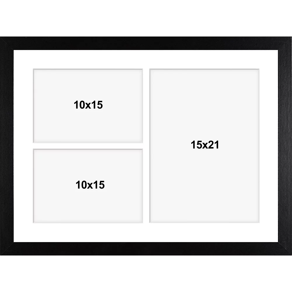 Frames Factory Holz Bilderrahmen Hekla (MDF) für mehrere Bilder 30x40 cm (3 Bilder) schwarz