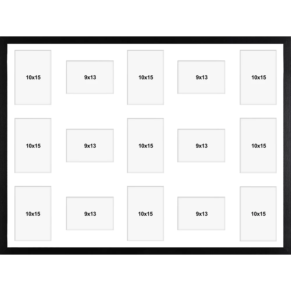 Frames Factory Holz Bilderrahmen Hekla (MDF) für mehrere Bilder 60x80 cm (15 Bilder) schwarz