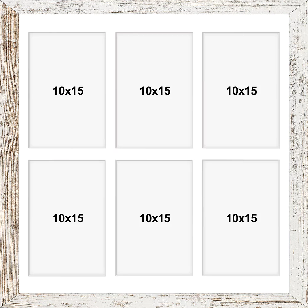 Frames Factory Holz Bilderrahmen Hekla (MDF) für mehrere Bilder 40x40 cm (6 Bilder) gebleichte Kiefer