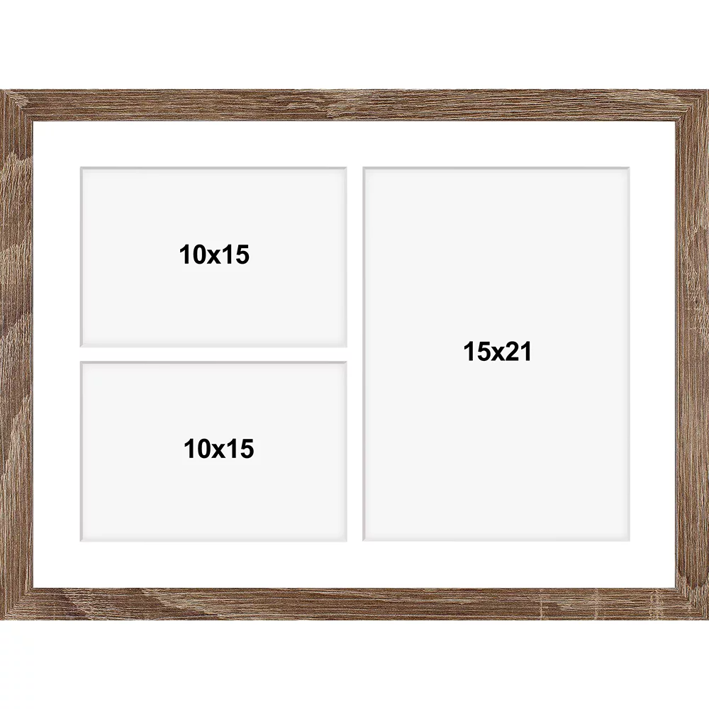 Frames Factory Holz Bilderrahmen Hekla (MDF) für mehrere Bilder 30x40 cm (3 Bilder) eiche