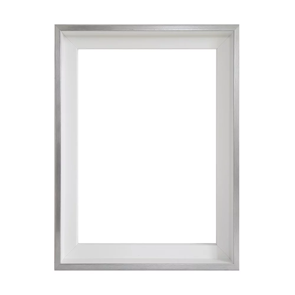Frames Factory Kunststoff-Schattenfugenrahmen Danuta 29,7x42 cm (A3) Weiß-Silber