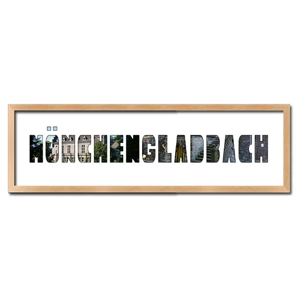 McCut Regiorahmen "Mönchengladbach" mit Passepartout 25x80 cm Natur