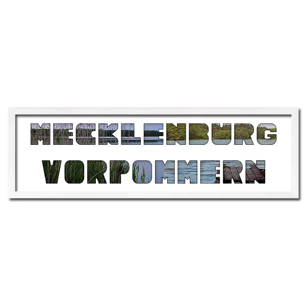 McCut Regiorahmen "Mecklenburg-Vorpommern" mit Passepartout 25x80 cm Weiss
