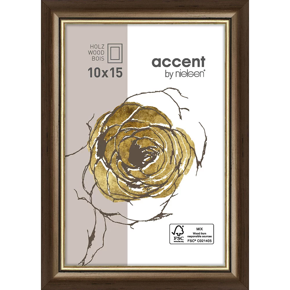 Bilderrahmen Nielsen Holzrahmen Ascot 21x29,7 cm (A4) Dunkelbraun-Gold