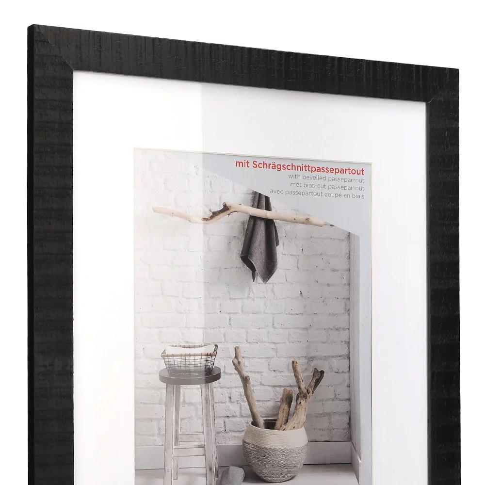 Bulking Set Di 4 Cornici Nere 30,5x30,5 Cm, Con Passepartout 20x20 Cm, Vetro In PVC, Per Foto O Poster, Decorazione Parete