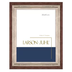 Bilderrahmen Holzrahmen LUCERNE 5,2 - Sonderzuschnitt Braun mit Silberkante