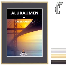 Aluminium-Bilderrahmen Merkur inkl. Passepartout (Schwarz)