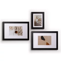Bilderrahmen-Set (MDF) mit 3 Rahmen inkl. Passepartouts
