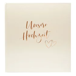 Fotoalbum Unsere Hochzeit mit 60 weißen Seiten zum Einkleben, 30x31 cm