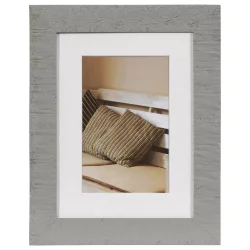 Holz-Bilderrahmen Driftwood mit Passepartout Grau