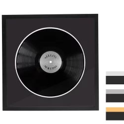 Schwarzer Schallplattenrahmen für Vinyl-Platte mit schwarzem Doppelpassepartout