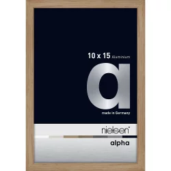 Bilderrahmen Alurahmen Alpha Eiche (furnierte Oberfl&auml;che) 10x15 cm