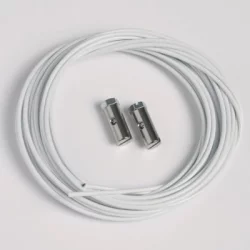 50 Stück Stahlseile weiss 1,5mm/200cm mit Schraubgleitern (max. Tragkraft 7 kg)