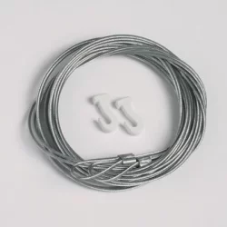 50 Stück Stahlseile 1,3mm/200cm mit Schlaufe für Gleithaken (max. Tragkraft 7 kg)
