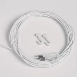 2 Stück Stahlseile weiss 1,5mm/200cm mit Schlaufe und Gleithaken