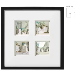 Bilderrahmen Galerierahmen Stockholm (MDF) mit Doppel-Passepartout f&uuml;r 4 Bilder 10x10 cm