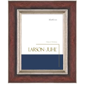 Holzrahmen LUCERNE 9,3 nach Maß Braun mit Silberkante | Normalglas (2 mm)