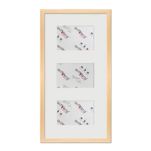 3er Galerierahmen Lund in 25x50 cm für 10x15 25x50 cm (3x10x15 cm) | Natur | Normalglas (2 mm)